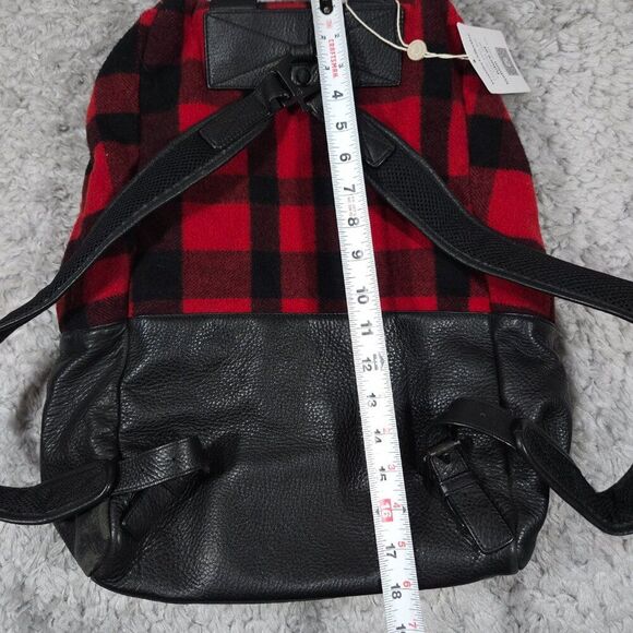 READ Mcq by Alexander Mcqueen Red Black Buffalo Plaid Wool Leather Backpack - Picture 14 of 16